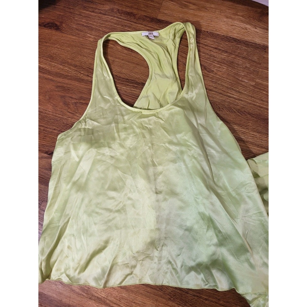 Lunya Washable Silk Women's Pajama Set Tulip-back Tank & Shorts Lime Green Large - Picture 2 of 5